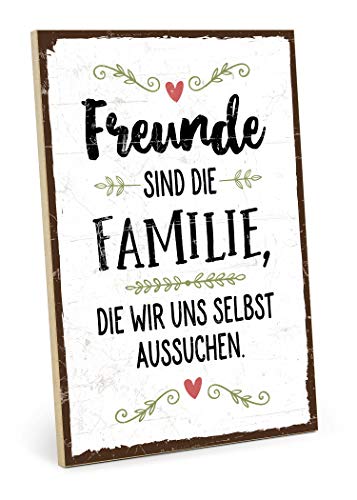 TypeStoff Holzschild mit Spruch – FREUNDE - FAMILIE...