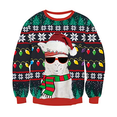 SHINEHUA Hässliche Weihnachtpullover 3D Gedruckt Weihnachten Jumper Sweatshirt Langarm Ugly Christmas Sweater Herren Damen Unisex Lustige Sweatshirts Pullover Rundhals Langarmshirt 